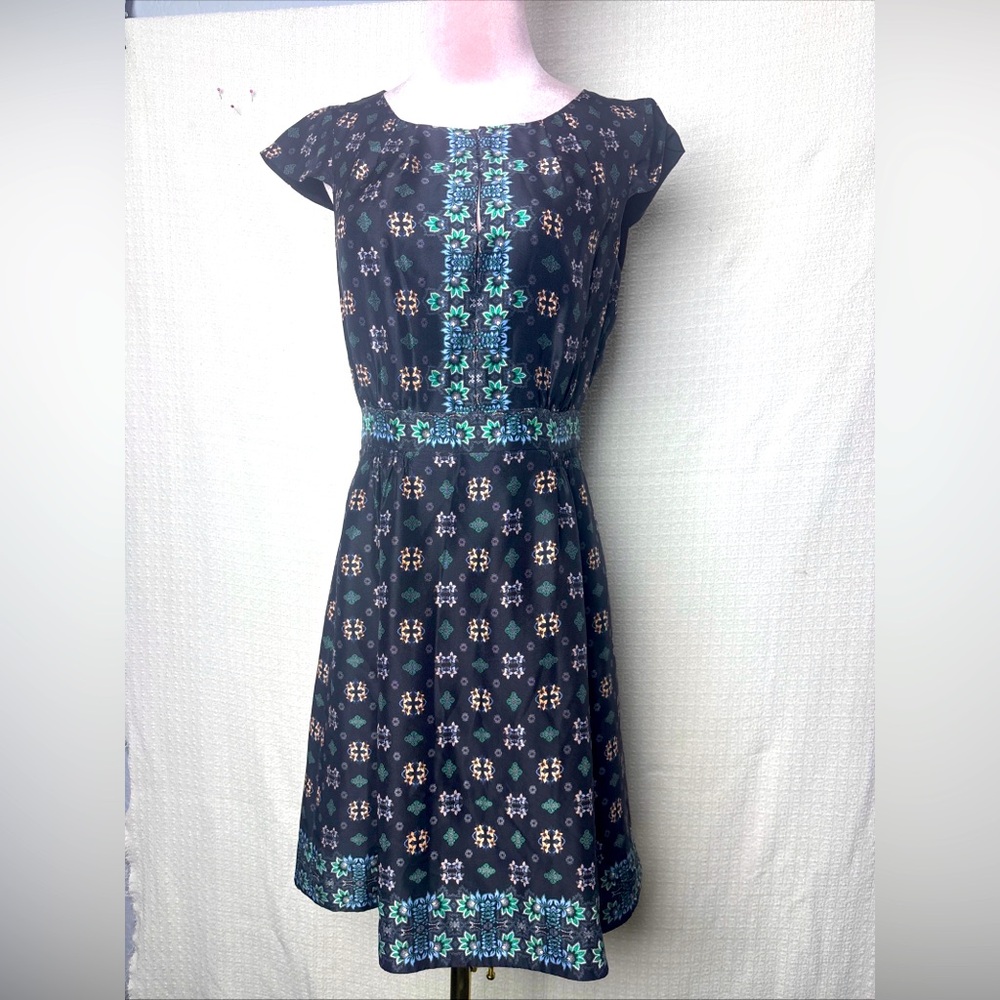 J. Crew Blue A-line Cap Sleeve Midi Dress